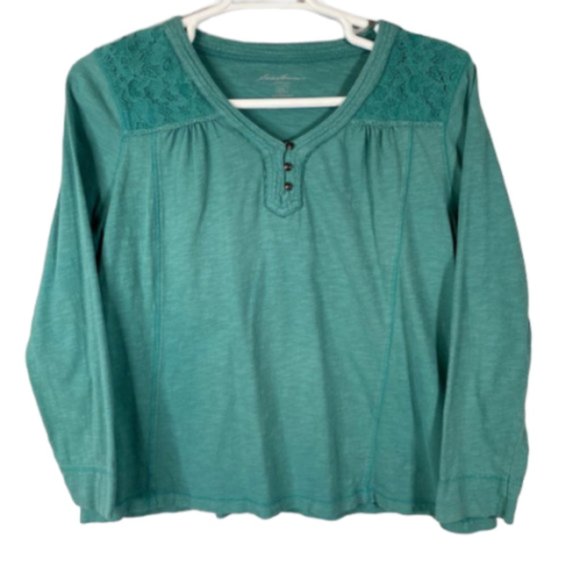 Eddie Bauer Tops - Eddie Bauer Green Peasant Top Size XXL